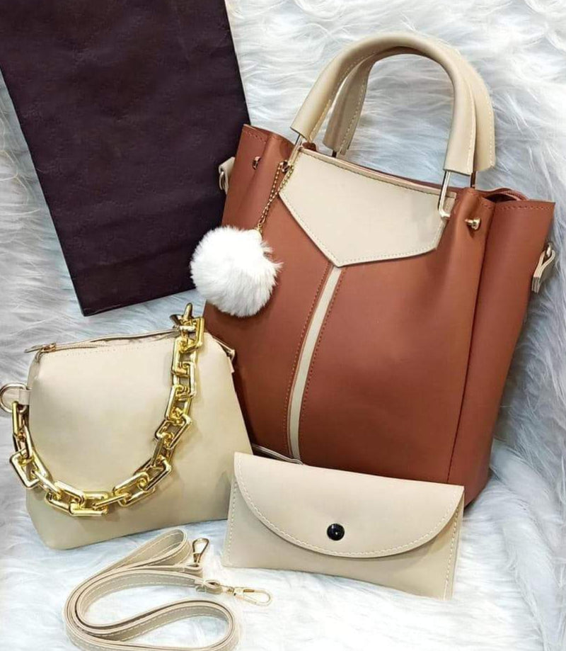 VILLY 3 PCS BROWN & SKIN - carryo.pk
