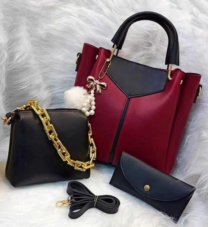 VILLY 3 PCS MEHROON & BLACK - carryo.pk